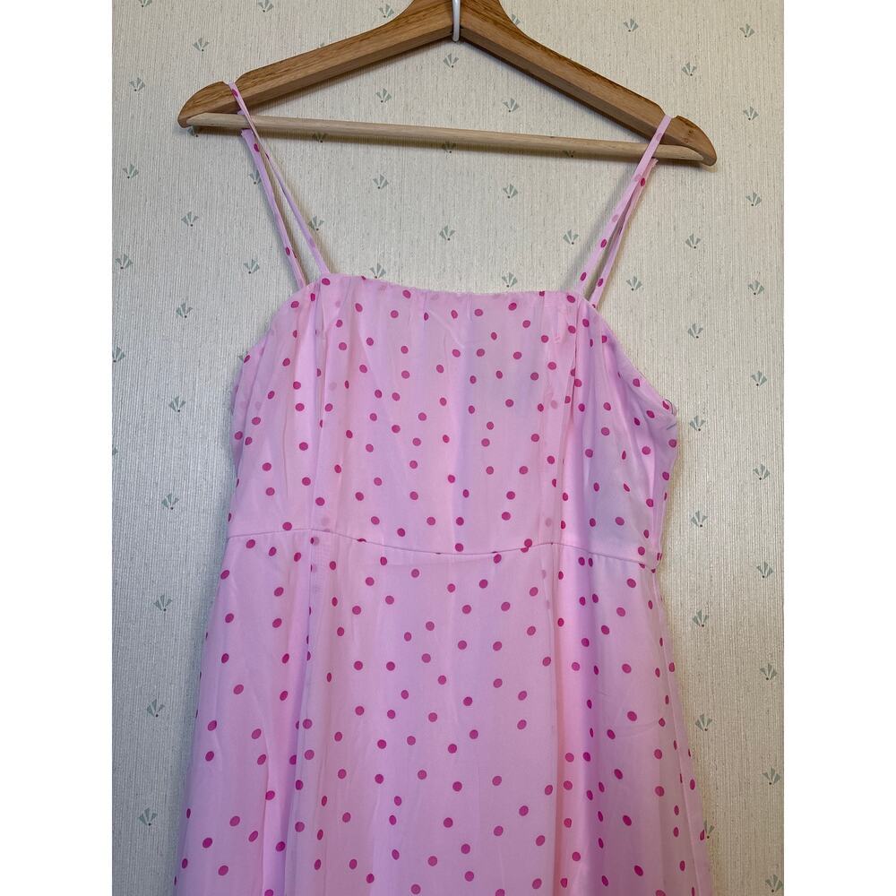 Lulus Nellie Pink Polka Dot Ruffled Strappy Midi Dress Large Coquette Barbycore - Picture 4 of 13